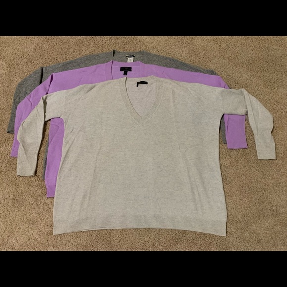 4 j.crew 100% cashmere v neck boyfriend sweaters - Picture 6 of 8